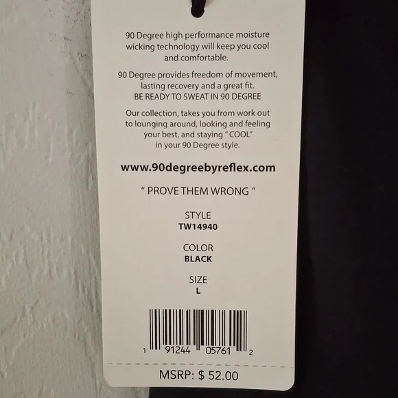 90 Degree By Reflex Black Performance Tank - Picture 3 of 5